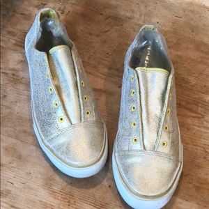 Metallic Leather Old Skool Laceless Vans 8